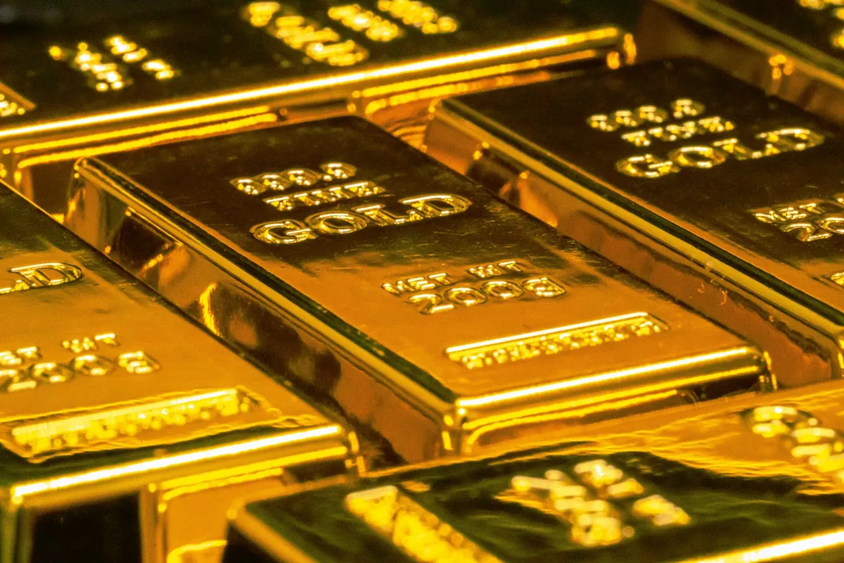 Stacked fine-gold bullion bars
