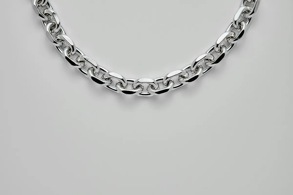 Polished sterling silver anchor chain